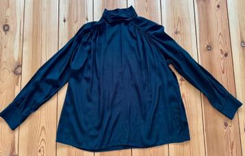 Blouse / Top Repeat - Zwart Satijn - Maat 40 / Medium Large beschikbaar voor biedingen