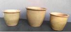 Grote oud Hollandse kwaliteit stenen geglazuurde beige pot, 25 tot 40 cm, Rond, Zo goed als nieuw, Minder dan 40 cm