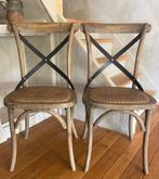 2 stuks eetstoelen met Rotan Zitting, Huis en Inrichting, Stoelen, Ophalen, Riet of Rotan, Twee, Bruin