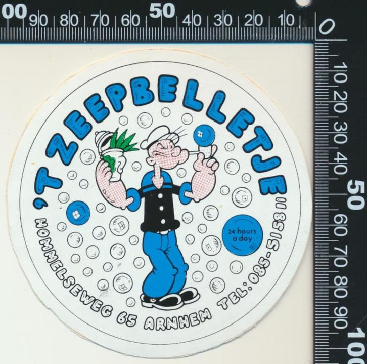 Sticker: Het Zeepbelletje - Popeye - Arnhem, Verzamelen, Stickers, Zo goed als nieuw, Bedrijf of Vereniging, Ophalen of Verzenden