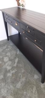 Mooie sidetable teakhout kleur zwart, Huis en Inrichting, Tafels | Sidetables, Ophalen, 100 tot 150 cm, Zo goed als nieuw, 25 tot 50 cm