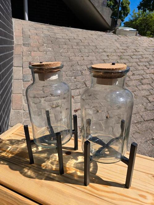 Glazen Vazen + Kurk + Lampjes / Fles terrarium/ Ecosysteem, Huis en Inrichting, Woonaccessoires | Vazen, Nieuw, Overige kleuren
