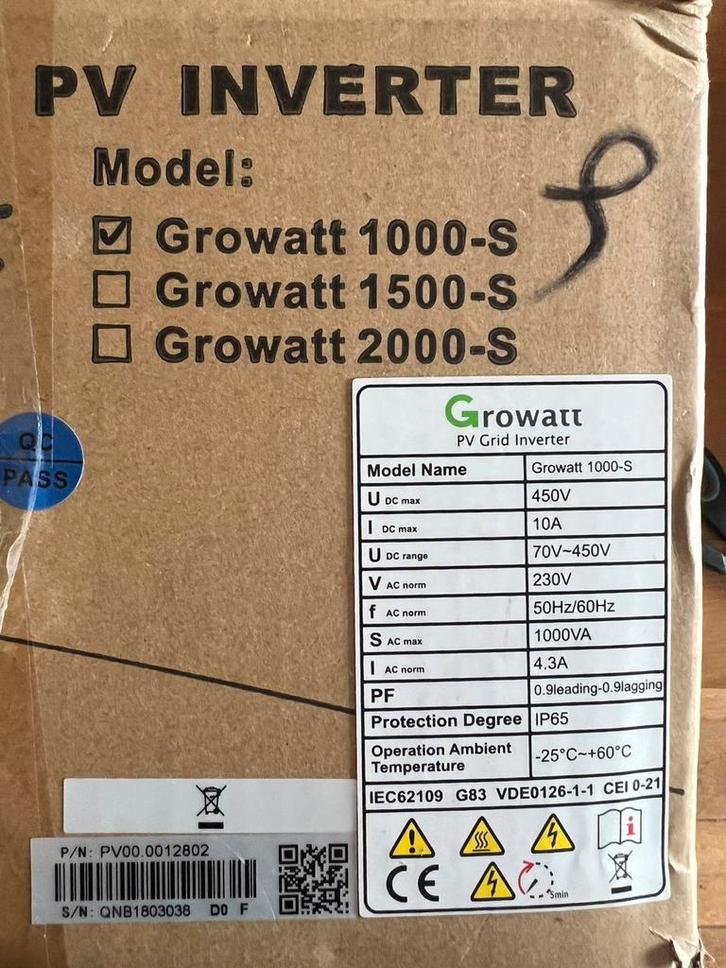 Growatt 1000-s pv. Omvormer, Hobby en Vrije tijd, Elektronica-componenten, Zo goed als nieuw, Ophalen of Verzenden