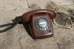 Vintage bruine draaischijf telefoon 1979, Telecommunicatie, Vaste telefoons | Niet Draadloos, Gebruikt, Met draaischijf, Ophalen of Verzenden