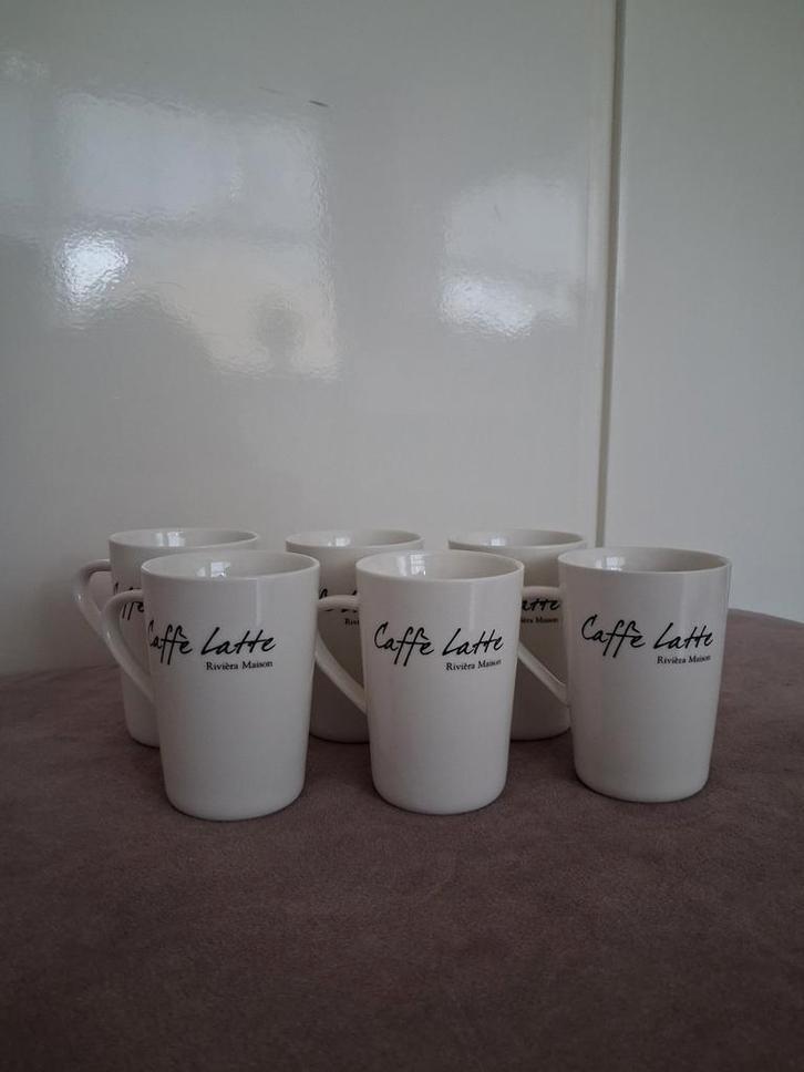 Riviera Maison Caffe Latte mokken (6 stuks), Huis en Inrichting, Keuken | Servies, Zo goed als nieuw, Kop(pen) en/of Schotel(s)