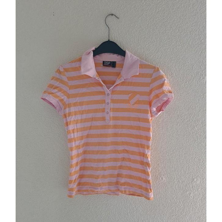 Roze/ oranje gestreept polo shirt van Esprit Sports maat 38, Kleding | Dames, T-shirts, Zo goed als nieuw, Maat 38/40 (M), Oranje