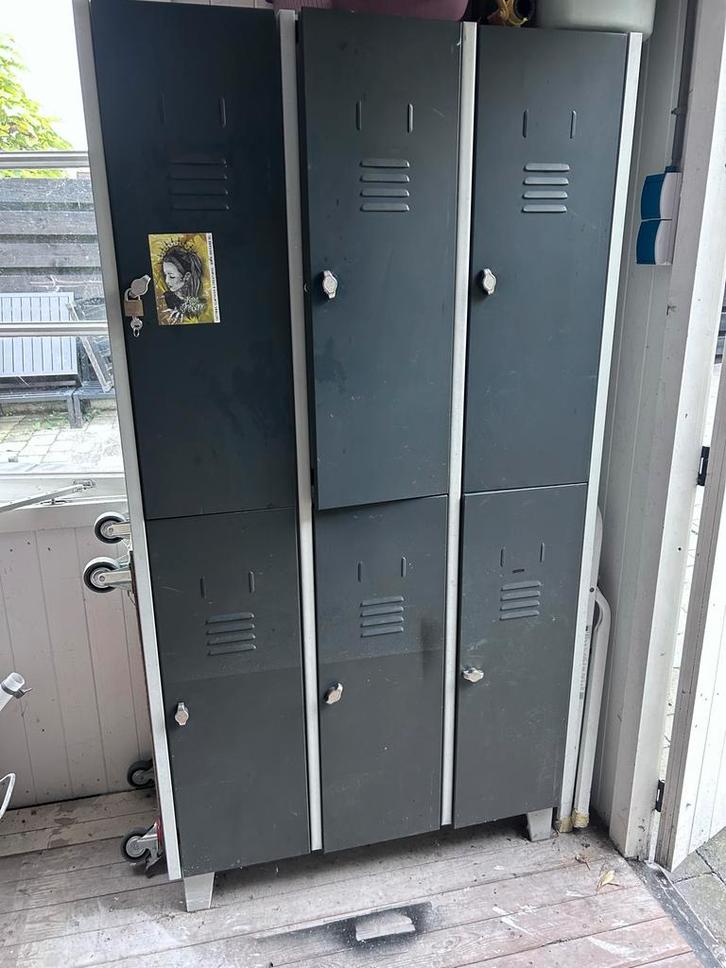 Metalen lockerkast met 6 vakken - Garage/Werkplaats, Huis en Inrichting, Kasten | Lockerkasten, Gebruikt, Ophalen of Verzenden