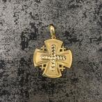 14 k gouden Jeruzalem kruis hanger wit/geel goud, Overige kleuren, Nieuw, Ophalen of Verzenden, Kruis of Symbool
