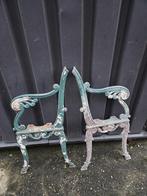 Set losse bank zijdelen, zware gietijzeren steunen, Tuin en Terras, Tuinbanken, Ophalen, Gebruikt, Hout