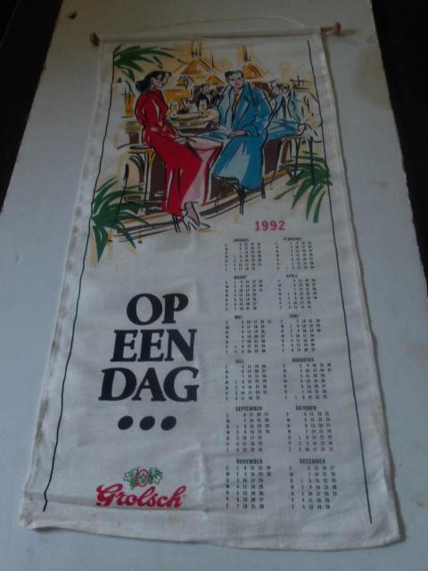 Grolsch linnen kalender 1992 (nr.1), Verzamelen, Biermerken, Nieuw, Overige typen, Grolsch, Ophalen of Verzenden