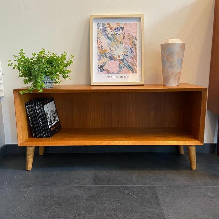 Vintage Deens TV-meubel/lage wandkast, Huis en Inrichting, Kasten | Televisiemeubels, Gebruikt, Minder dan 100 cm, 50 tot 100 cm