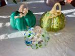 Drie stuks Murano glas pompoenen., Antiek en Kunst, Ophalen of Verzenden