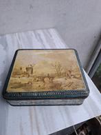 Vintage Blikken Koektrommel met Winterlandschap, Verzamelen, Blikken, Ophalen of Verzenden, Gebruikt, Koek(jes), Overige merken