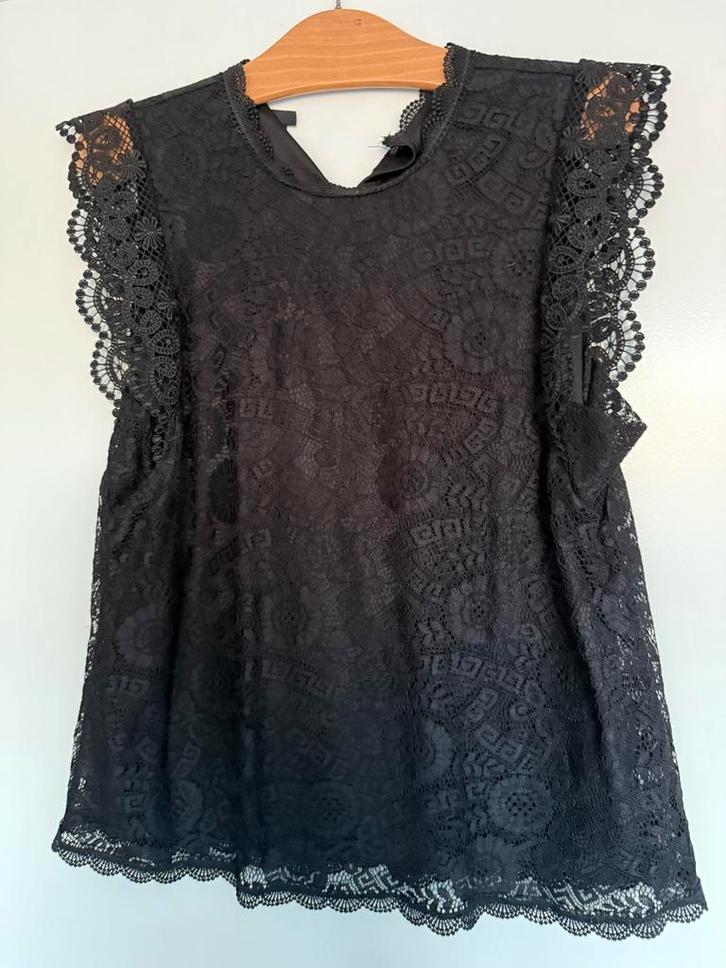 Zwarte Kanten Blouse Pieces Maat L, Kleding | Dames, Blouses en Tunieken, Zo goed als nieuw, Maat 42/44 (L), Zwart, Ophalen of Verzenden