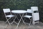 Tuinset wit rotan look 1 tafel met 4 stoelen inklapbaar, Tuin en Terras, Tuinsets en Loungesets, Ophalen, Zo goed als nieuw, Kunststof