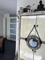 Marokkaanse vintage spiegel rond oosters arabisch handwerk, Huis en Inrichting, Woonaccessoires | Spiegels, Gebruikt, Rond, Ophalen of Verzenden