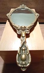 Antieke Handspiegel met Engel, Antiek en Kunst, Ophalen of Verzenden, Ovaal, Minder dan 50 cm, Minder dan 100 cm