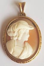 Prachtige antiek gouden hanger met camee 14 karaats, Sieraden, Tassen en Uiterlijk, Antieke sieraden, Verzenden, Goud, Hanger