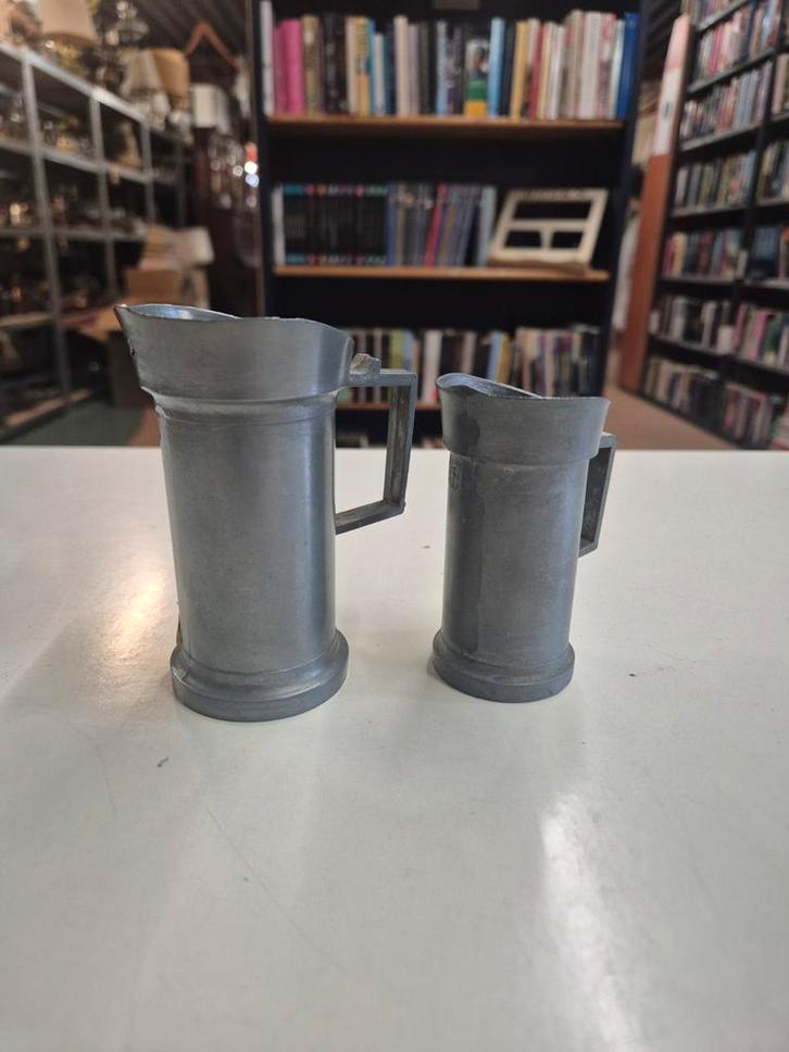 Antieke Tinnen Maatbekers met Ijkmerken, Antiek en Kunst, Antiek | Tin, Ophalen of Verzenden