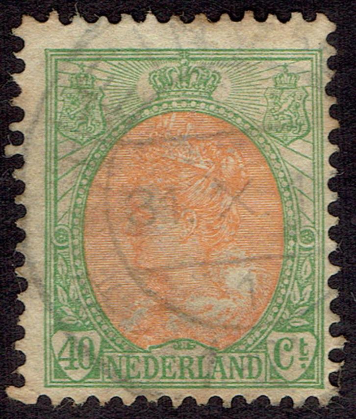 Nederland 1920, Koningin Wilhelmina, 40 cent, groen/oranje., Postzegels en Munten, Postzegels | Nederland, Gestempeld, T/m 1940