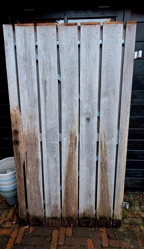 Eikenhouten poort met stalen frame, Tuin en Terras, Schuttingen, Gebruikt, Hout, 1 tot 2 meter, Minder dan 3 meter, Ophalen