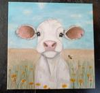 Handgemaakte schilderij: koe in een veld 39x39 cm, Antiek en Kunst, Ophalen of Verzenden