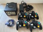 Nintendo GameCube (4 controllers, 8 spellen), Spelcomputers en Games, Spelcomputers | Nintendo GameCube, Gebruikt, Zwart, Met games