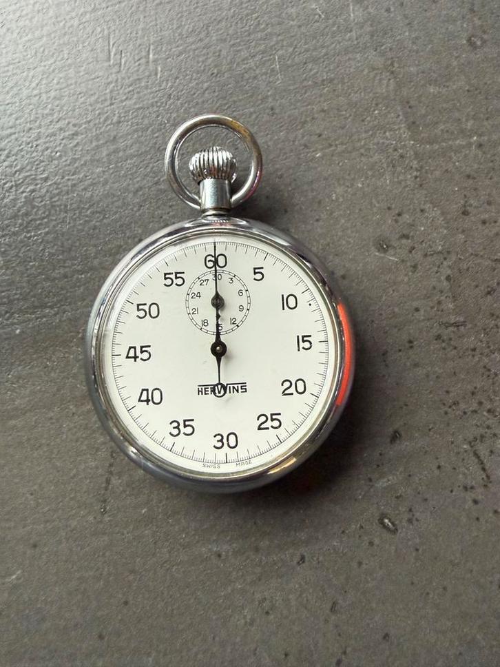 Herwins Stopwatch - Vintage Chronograaf, Sieraden, Tassen en Uiterlijk, Horloges | Antiek, Zakhorloge, Overige merken, Staal, Onbekend