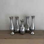 5 zilverkleurige vaasjes zilver kleur vazen vaasje, Ophalen, Overige materialen, Gebruikt, Overige kleuren