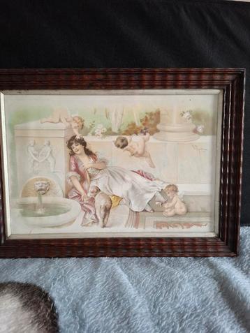 Antieke print V. Tojetti in lijst beschikbaar voor biedingen