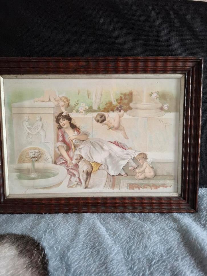 Antieke print V. Tojetti in lijst, Antiek en Kunst, Antiek | Woonaccessoires, Ophalen of Verzenden