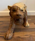 Handgemaakte suar-houten tijger +/- 60cm lang, Antiek en Kunst, Ophalen of Verzenden