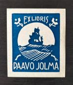 Exlibris Paavo Jolma (Pekka Törmä, 1945, Finland) Zeilschip, Ophalen of Verzenden