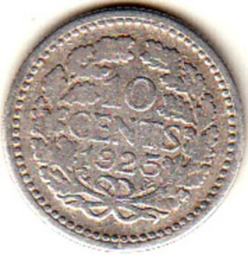 10 cent 1925, zilveren dubbeltje type hermelijnen mantel beschikbaar voor biedingen