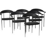 6 Stoelen Fasem P40 design Vegni & Gualtierotti Italia, Huis en Inrichting, Stoelen, Ophalen, Zwart, Zo goed als nieuw, Italiaans Modern