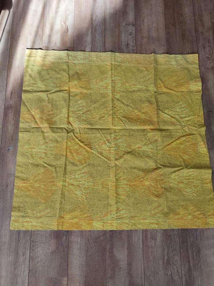 Vintage Mosterdgeel Tafelkleed / Lap Stof katoen Retro, Huis en Inrichting, Tafelkleden, Vierkant, Ophalen of Verzenden