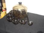 Bowl Vintage Punch Set, Smoke glas, 1930, Antiek en Kunst, Ophalen of Verzenden