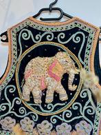 Vintage gilet met olifanten en pailletten, ., Zwart, Maat 42/44 (L), Ophalen of Verzenden