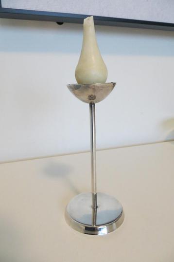 Vintage Gero kandelaartje met oude kaars.Verzilverd. beschikbaar voor biedingen