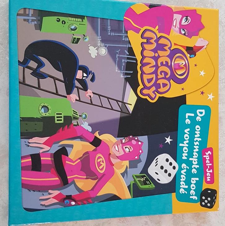 Spel MEGA MINDY en de ontsnapte boef, Hobby en Vrije tijd, Gezelschapsspellen | Bordspellen, Zo goed als nieuw, Ophalen of Verzenden