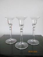 Drie Decora kandelaars, Siem v.d. Marel voor leerdam glas., Antiek en Kunst, Ophalen