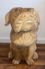 Handgemaakte houten bulldog van Suar hout +/- 50cm hoog, Antiek en Kunst, Kunst | Beelden en Houtsnijwerken, Ophalen of Verzenden