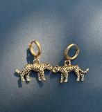Vintage leopard oorbellen goud anna nina retro, Hangers, Nieuw, Ophalen of Verzenden, Goud