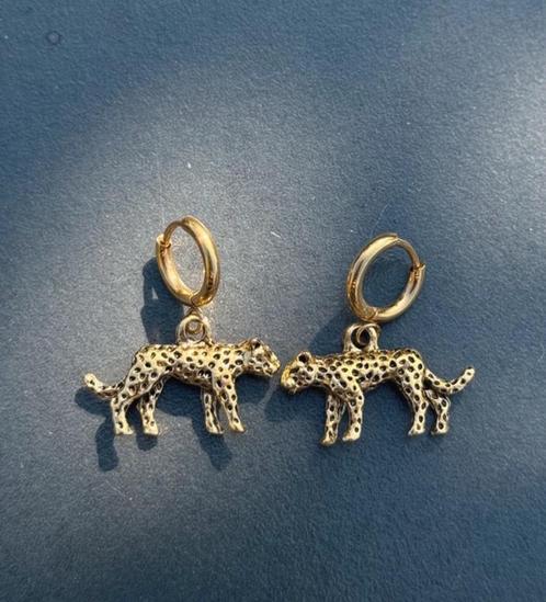 Vintage leopard oorbellen goud anna nina retro, Sieraden, Tassen en Uiterlijk, Oorbellen, Nieuw, Hangers, Goud, Goud, Ophalen of Verzenden
