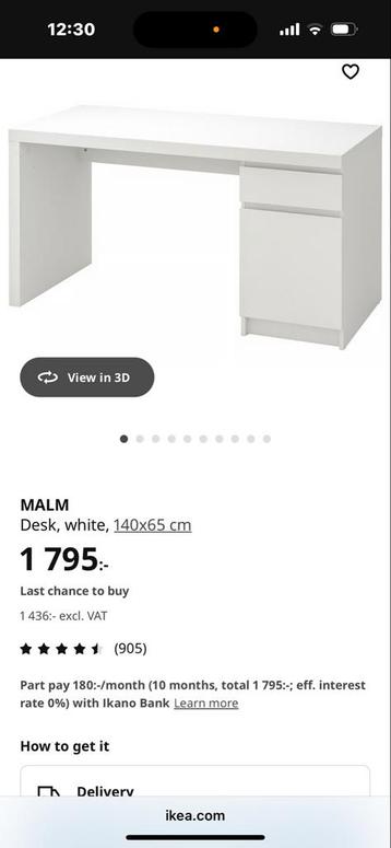 IKEA MALM Bureau - Wit, 140x65 cm - afbeelding 1