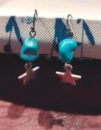 Oorbellen turquoise edelsteen gratis verzenden, Overige materialen, Hangers, Zo goed als nieuw, Met edelsteen