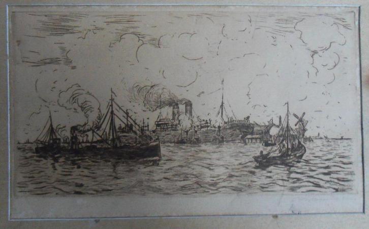 Cornelis Koppenol (1865-1946)  haven + 4 werken in 1 koop, Antiek en Kunst, Kunst | Schilderijen | Klassiek, Ophalen of Verzenden