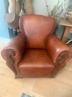 Prachtige art deco leren clubfauteuil, Huis en Inrichting, Fauteuils, Ophalen, Art deco, Zo goed als nieuw, Leer