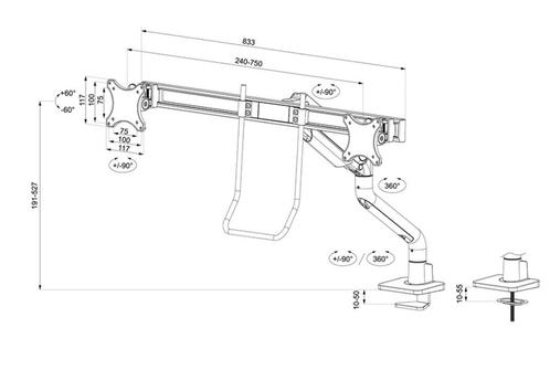 Neomounts DS75S-950BL2 Monitorbeugel (tot 2x 27"), Computers en Software, Monitoren, Zo goed als nieuw, Overige typen, Ophalen of Verzenden
