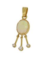 Opaal 20 karaats gouden ketting hanger 3 diamanten luxe dame